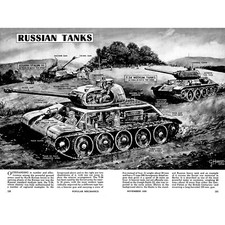 WAR DRAWING RUSSIAN TANKS T34 JOSEPH STALIN MILITARY USA POSTER 30X40 CM 12X16 I