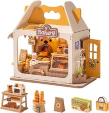 Rolife Wooden Miniature House DIY Mini Dollhouse Bakery Box with LED Kids Toys