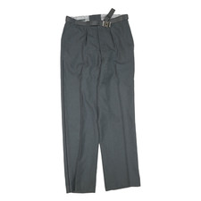 Mens Grey Wool Blend Regular Fit Trousers W32 L32 Classic Zip Closure Formal