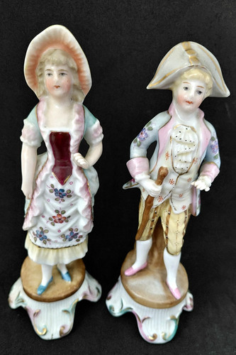 Porcelain french man woman - &,