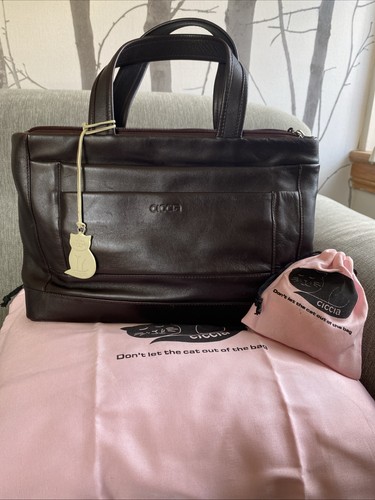Dark brown leather ciccia - brown,