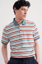 Seasalt Men's Regular Men's Balefire Striped Polo in Organic Cotton Tri Mini Cor