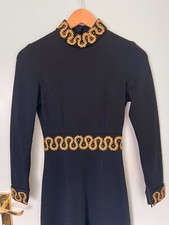 Jean Varon / John Bates Vintage 70s Maxi dress / black / gold / long sleeve