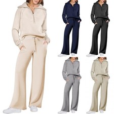 Ladies Casual Loose Tracksuit Hoodie Top Trousers 2PCs Set Lounge Wear