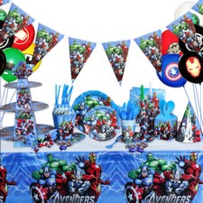Avengers Banner Balloon Tablecloth Mask Marvel Superhero Birthday Party Decor