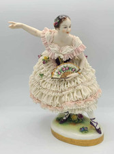 Large ~9" Volkstedt Germany Dresden Lace Porcelain Dancing Ballerina Figurine