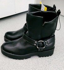 BRAND NEW Black Stylish Faux Leather Ankle Boots – Size 6 