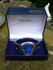 Vintage Seiko Diamatic Watch 17 Jewel Automatic Ocean Blue & Box Original Strap