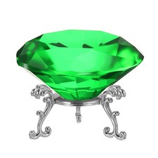 80mm / 3.15 Inch Diamond Paperweight with 19mm Silver Small Base, Green