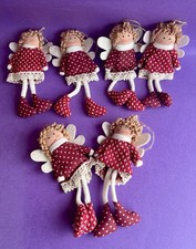 Six Beautiful Clothe Vintage Angel Tree Decorations Christmas Decorations