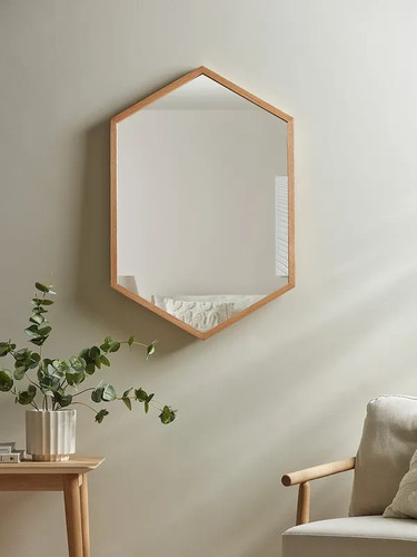 Oak hexagon mirror - hexagon,
