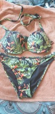 New Boux Avenue Peru Single Boost Bikini Uk 10 Jungle Print Was £64 Halterneck 