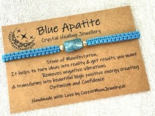 Macrame Blue Apatite Bracelet Crystal Healing Bracelet Wristband Gift