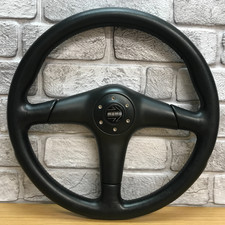 Genuine Momo Daytona 3 spoke Steering Wheel, D36, 360mm black leather, 1993.  8C