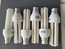 6 x Used Stick  20Watt Bayonet Cap B22 Energy Saving Light Bulbs -all tested.