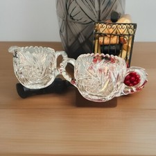 Cut Glass Cream & Sugar Bowl