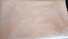 Vintage Heavy Cotton Art Nouveau Damask Bedspread Lg Single/Sml Double Pale Pink