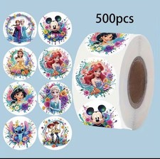 500pcs Disney Mix Anime Stickers Roll Cute Princess Mickey Mouse Children Party