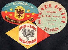 vintage Luggage  labels  lot  HOTEL  Besancon