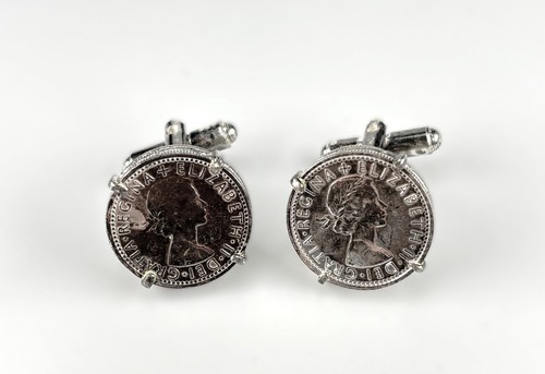 Silver tone cufflinks made - cufflinks,