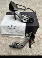 Prada Black Open Toe High Heel Shoes Size Uk 5