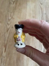 Miniature Pottery Toby Jug In Yellow Jacket & Tricorn Hat