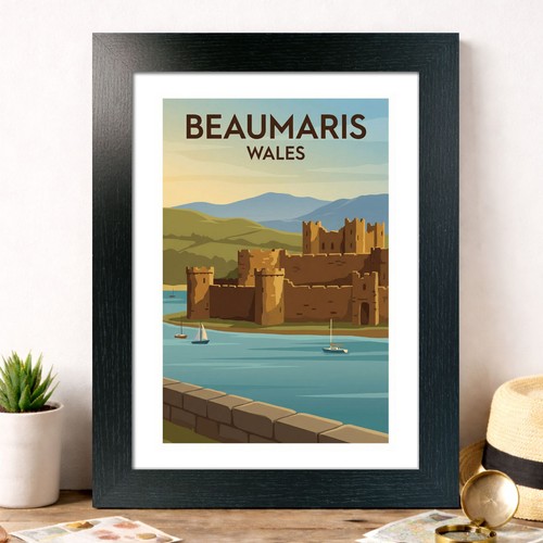 Beaumaris wales travel poster - wales,