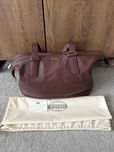 Fossil leather handbag brown - leather,
