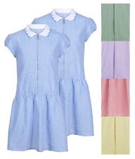 Girls 2 Pack Gingham Dress Summer School Uniform 4 Styles 5 Colours 3-14 Years