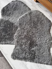 2x Grey IKEA Faux Fur Rugs -