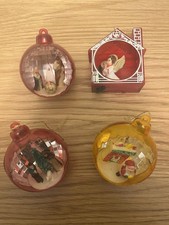 Vintage 50s/60s plastic diorama Christmas Tree Decorations x 4