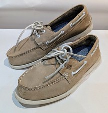 Sperry Top-Sider 2-Eye Boating Shoe Washable Taupe Non-Marking Size UK 8 US 9M
