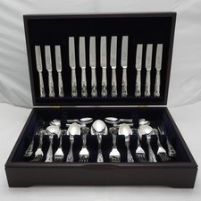 KINGS Design Sheffield Crown Silver Service 62 Piece Canteen of Cutlery Set