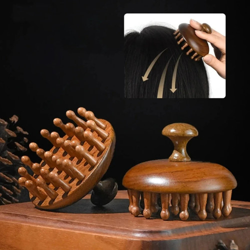 Wooden massage comb head - wooden,