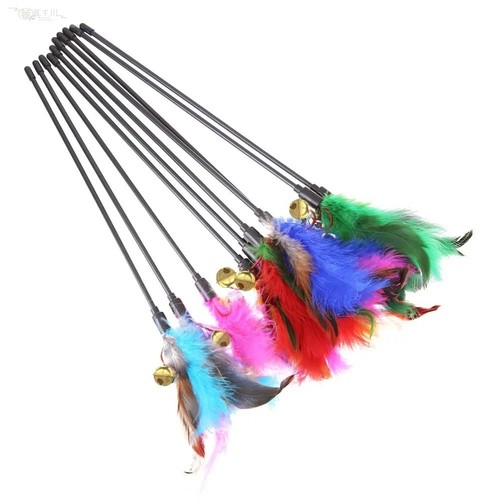 Kitten cat feather toy bell - 5x,