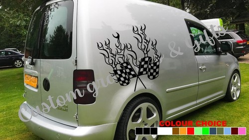 Racing flags with flames - 2x,