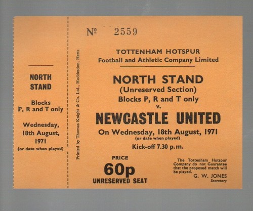 Unused ticket tottenham v - ticket,