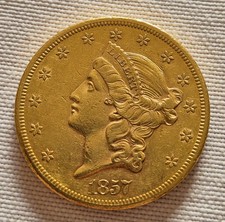 1857-S $20 Gold Double Eagle