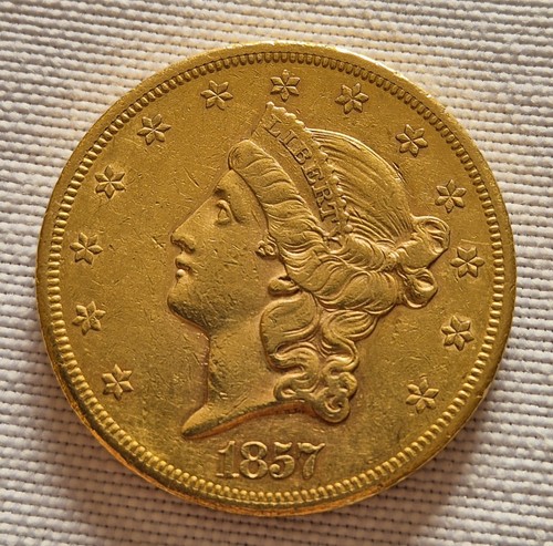 1857 gold double - $20, eagle