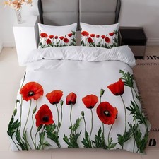 Red Poppy Flowers Duvet Quilt