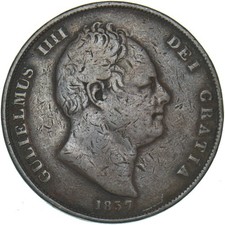 1837 Penny - William IV British Copper Coin