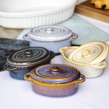 Set Of 4 Oval Reactive Glaze