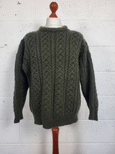 House Of Bruar Chunky Knit Green Wool Aran Jumper Large