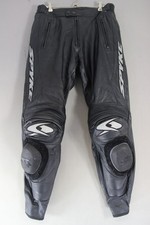 SPYKE LEATHER BIKER TROUSERS WITH CE ARMOUR & KNEE SLIDERS: WAIST 32"/I. LEG 31"