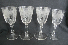 4 Vintage Etched Sherry / Port