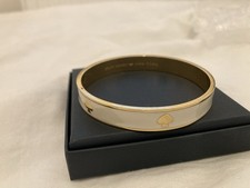 Kate Spade Ace of Spades Gold White Enamel Bangle Bracelet