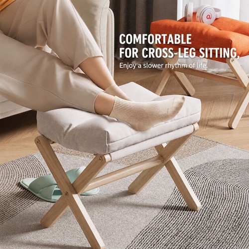 Foldable bamboo vanity stool - bamboo,