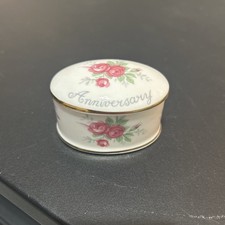 Staffordshire Fine Bone China “Happy Anniversary” Trinket Box  