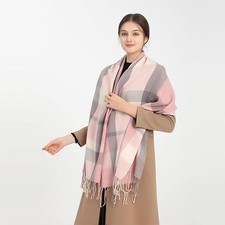 Ladies Wool Shawl Stole Scarf Long Soft Warm Tartan Check Wraps Scarves Winter