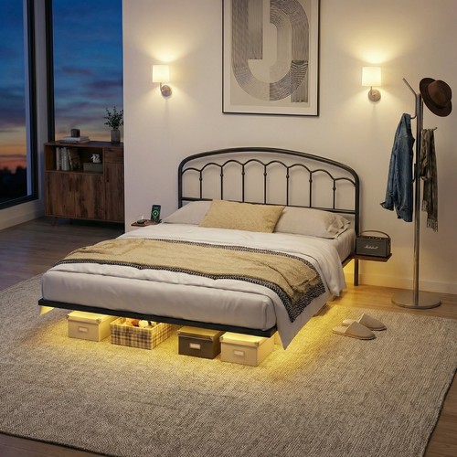 4ft floating metal bed - floating,